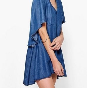 Cape Style Denim Dress